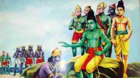 Rama tied up Vibhishana in his embrace